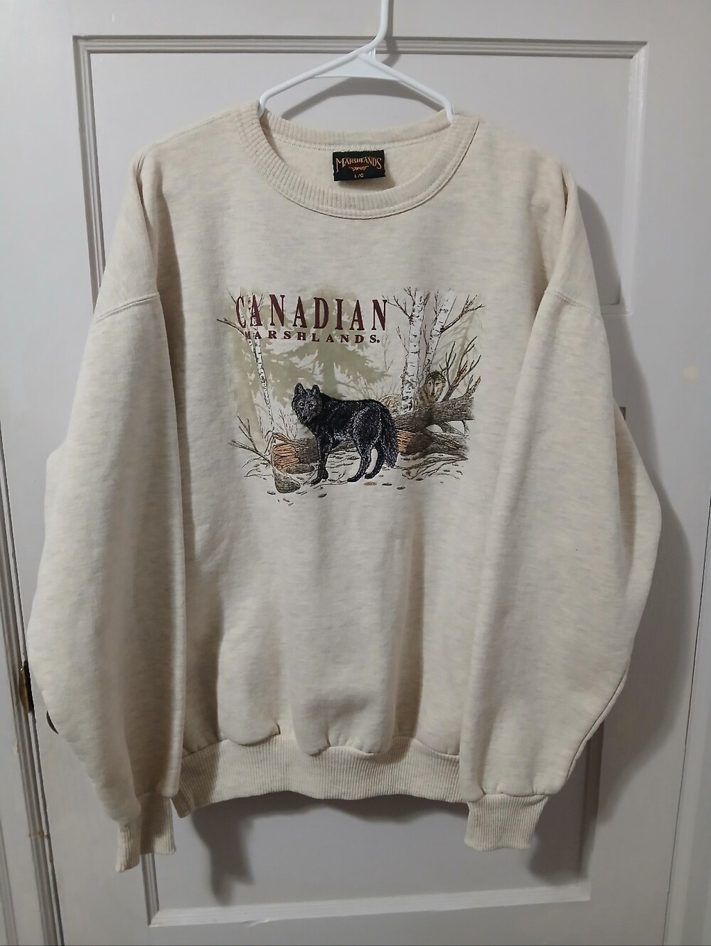 Vintage Marshlands Canada Cotton Wolf Nature  Crewneck Sweatshirt Mens Large